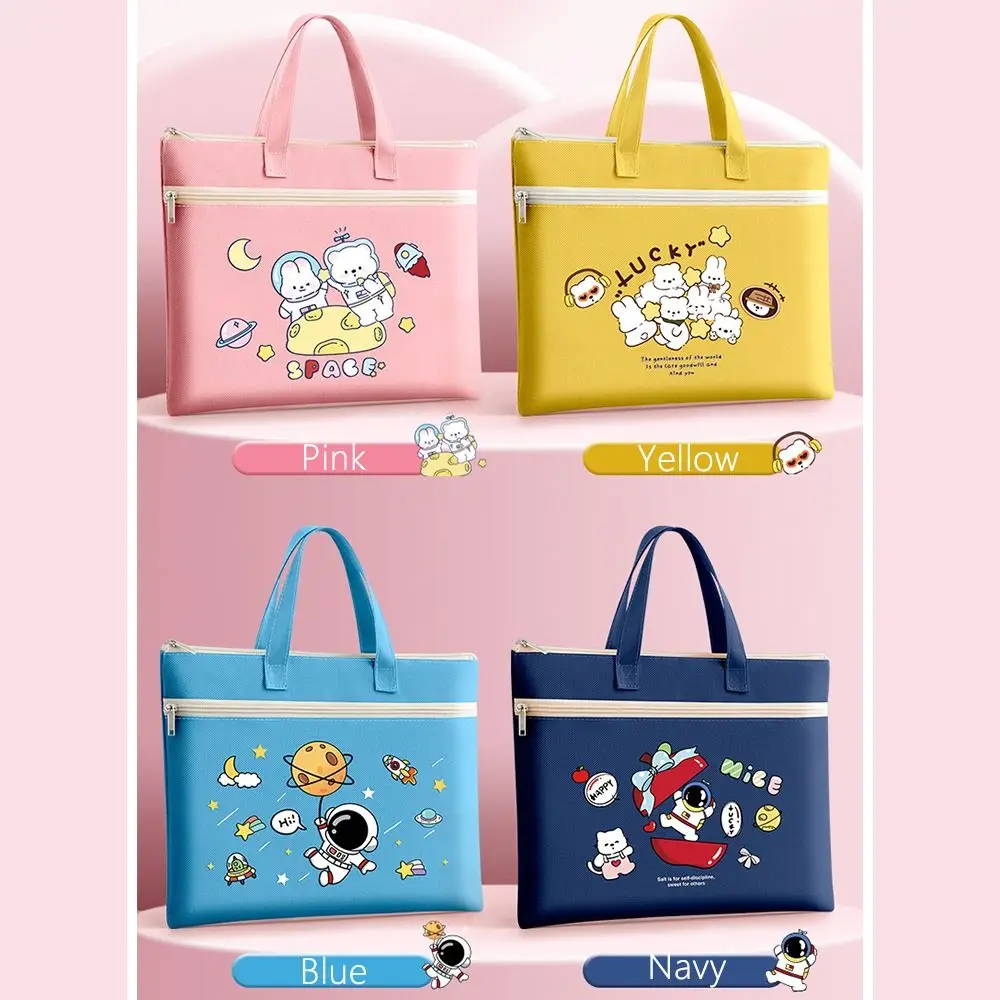 Picture 4: Cute Double Layer Tote School Bag Cartoon Canvas A4 File Bag Large-capacity Tutoring Bag Students