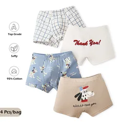 4 Pack Children's Briefs Boys Boxer Baby Toddler Underwear Letter Check Puppy Pattern Shorts Cotton Underpants