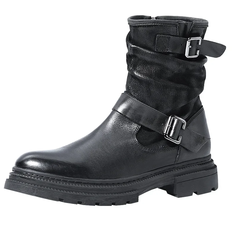 Cowhide Mens Ankle Zipper Chelsea Boots 2026 Spring Luxury Quality Brand Handmade Genuine Leather Retro British Shorts Boots Man