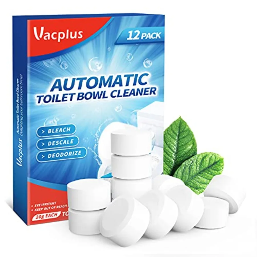 Toilet Bowl Cleaner Tablets 12 PACK, Automatic Toilet Bowl Cleaners with Bleach for Deodorizing and Descaling, Bathroom Cleaner