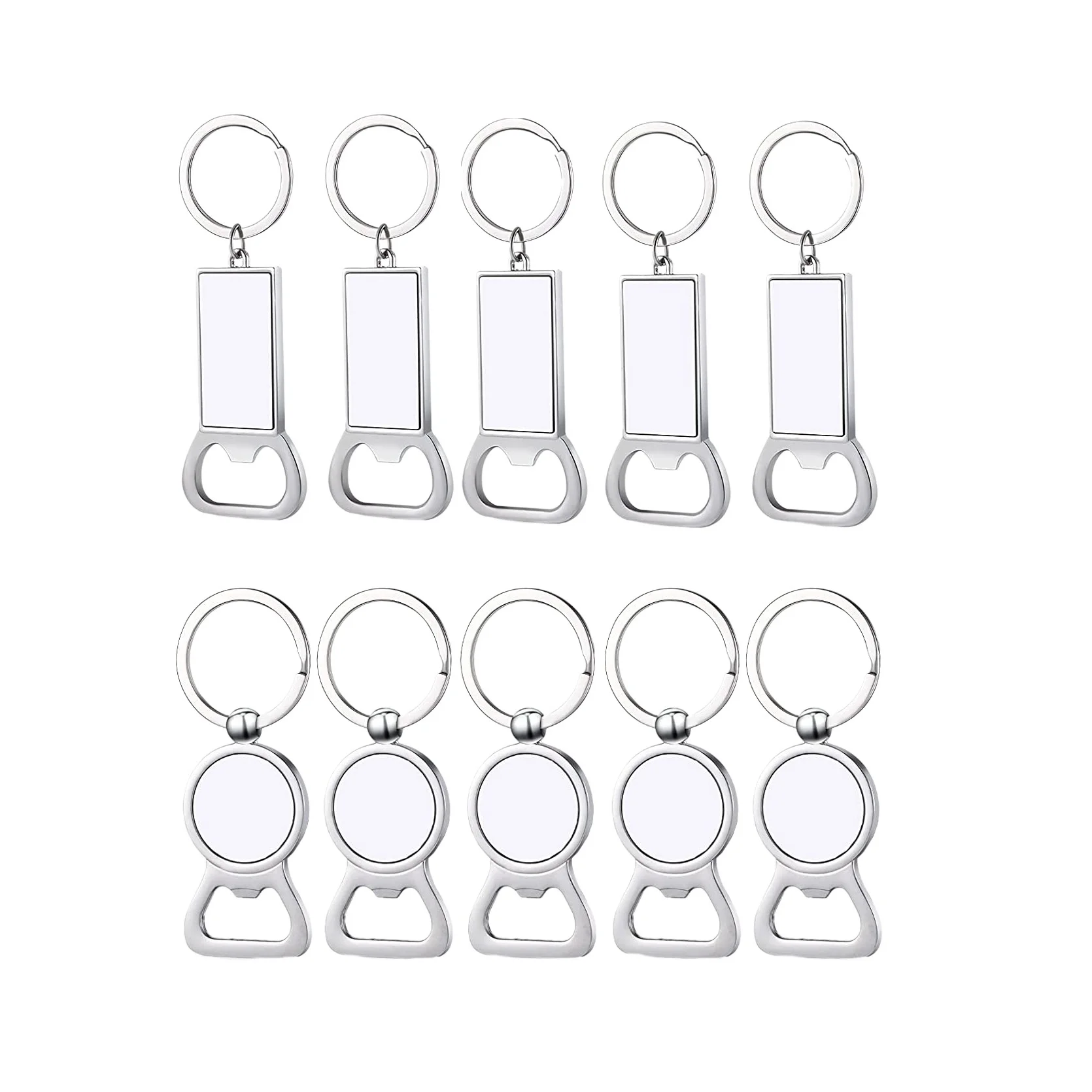 

10 Pcs Sublimation Blank Keychains Sublimation Metal Bottle Opener Blank Key Ring Aluminum Heat Transfer Keychain