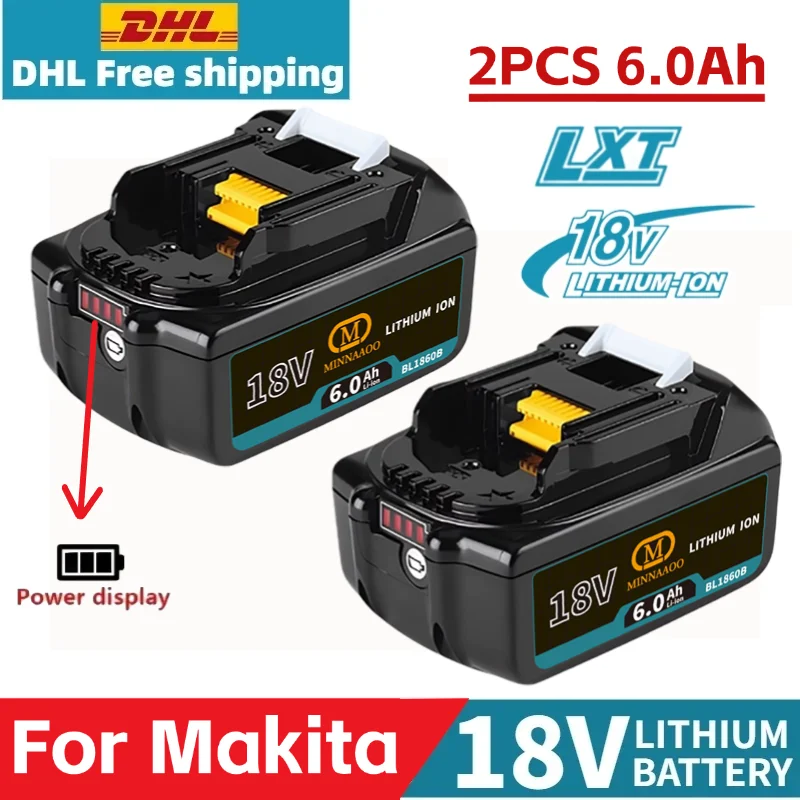 

18V Rechargeable Power Tool Battery, Replaceable Lithium-ion, Original 6.0Ah For Makita 18V LXT BL1860B BL1860BL1850 BL1830