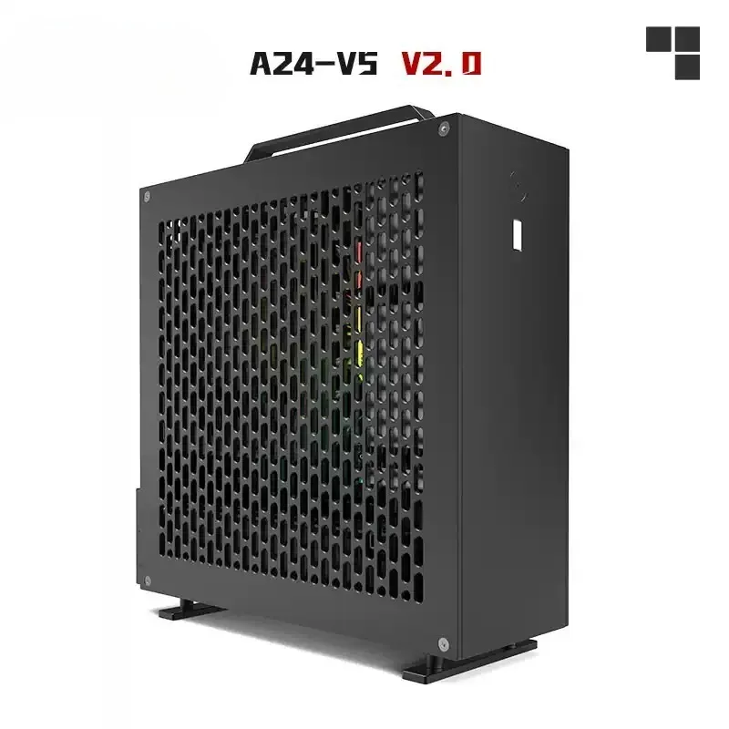A24‑V5 2.0 Mini ITX Case, Small Form‑Factor Chassis, Dual‑Slot GPU Compatible, Double‑Sided Chamfered Edge