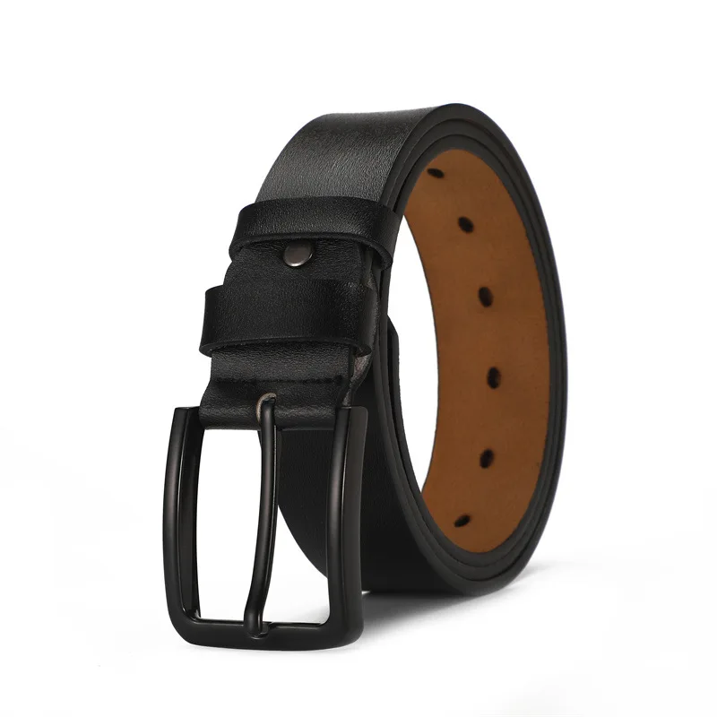 Ceinture en denim rétro à boucle à aiguille noire pour hommes, pur cuir de cercle, ceinture surdimensionnée étendue