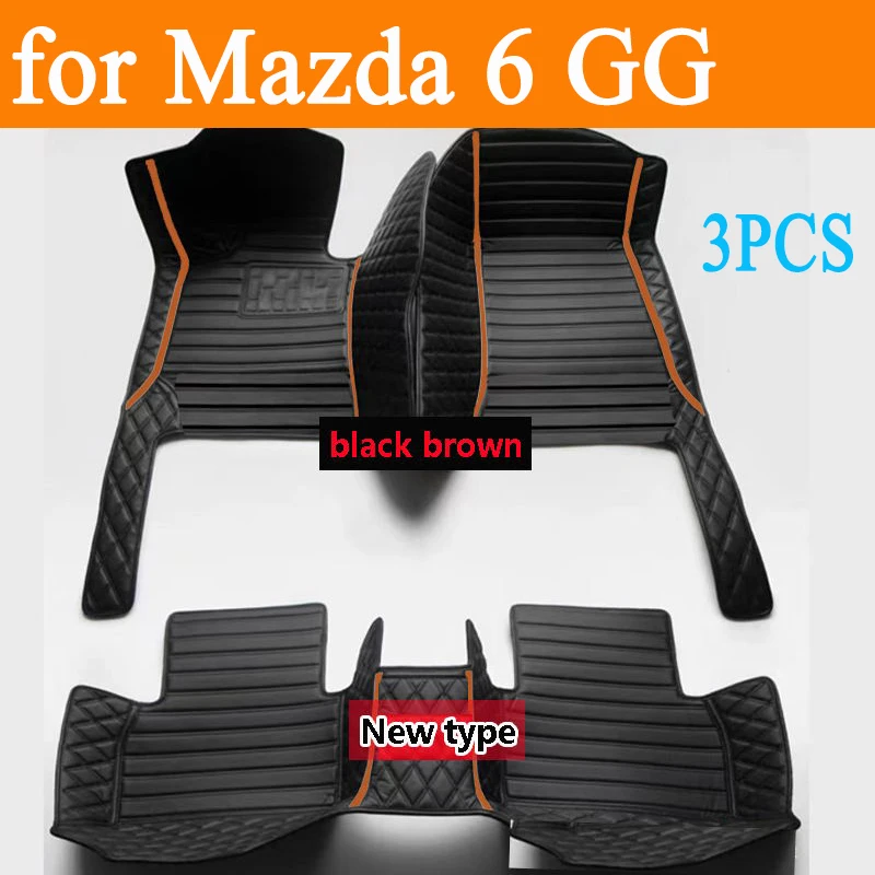 Custom Auto Luxury Leather Car Floor Mat For Mazda 6 GG 2003 2004 2005 2006 2007 Car Mat Full Set Women Waterproof Accessories