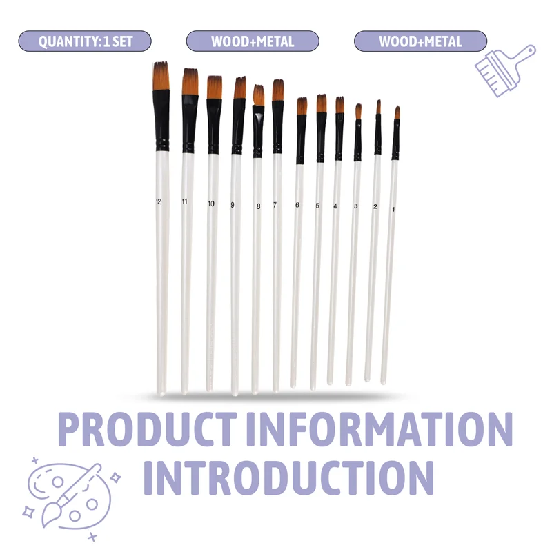 مجموعة فرش طلاء أكريليك، فرش طلاء فنية للرسم الزيتي بالألوان المائية من الأكريليك