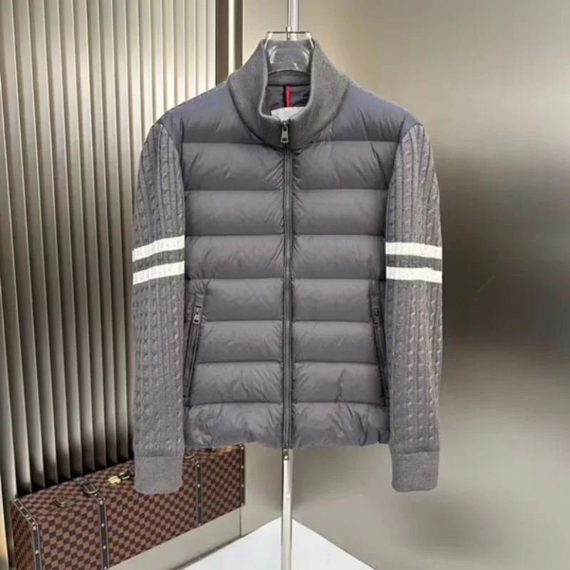 Moncl * r inverno masculino branco ganso para baixo jaqueta quente com capuz fino ajuste puffer casaco masculino casual de alta qualidade casaco