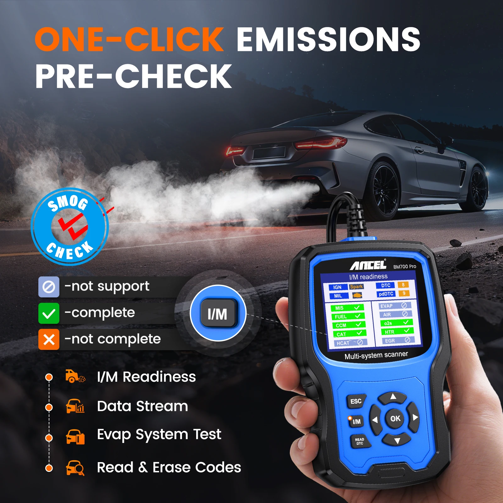 ANCEL BM700 PRO OBD2 Scanner for MINI EPB SAS Airbag TPMS Battery Oil Reset OBD2 Automotive Scanner Car Diagnostic Tool
