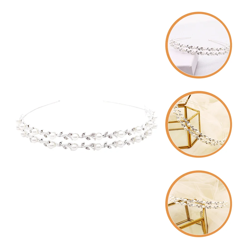 

Bride Wedding Headband Rhinestone Women Silver Hair Accessories Bands Bridal for Metal