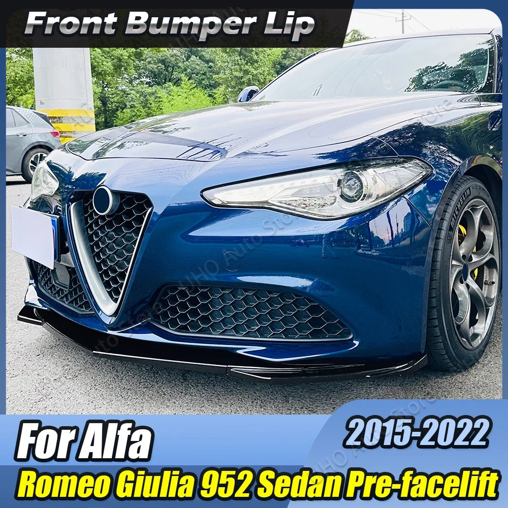 Car Front Bumper Diffuser Lip Gloss Black/Carbon Look Spoiler Tuning Splitter Guard Body Kit For Alfa Romeo Giulia 952 2015-2022