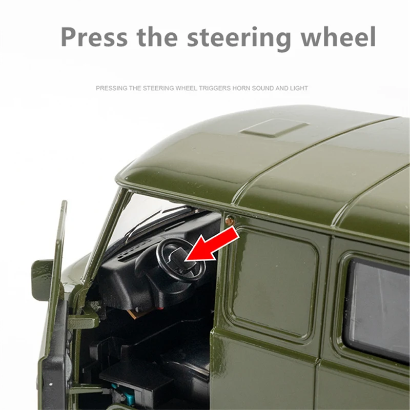 1/18 UAZ Travelers Alloy Bus Car Model Diecast Metal Touring Off-road Vehicle Car Model Simulation Sound and Light Kids Toy Gift