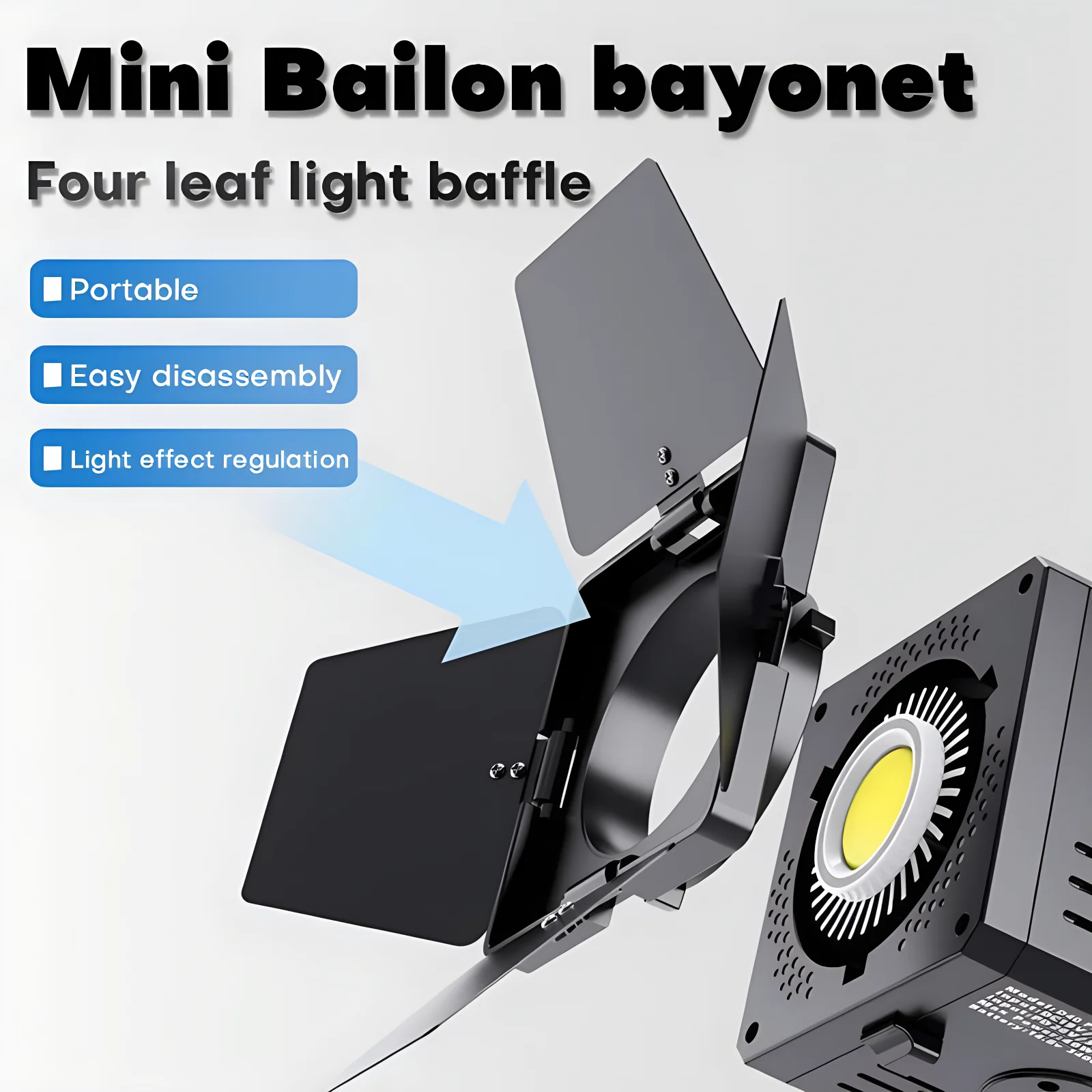 4-Leaf Mini Bowens Mount Four-leaf Light Barrier for zu 60W/80 COB Light Ulanzi 40W COB ZGRL-60/80 LEEKAI 40W Light