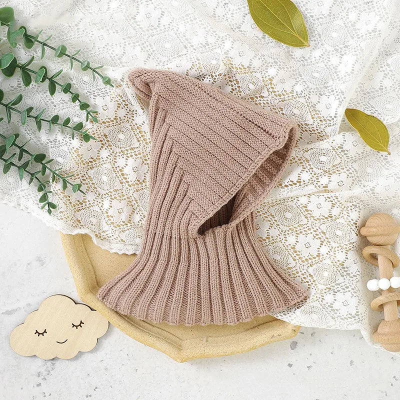 Earmuffs de malha à prova de vento para bebê recém-nascido, boné cachecol quente, chapéu pulôver sólido, boné infantil de menino e menina, moda