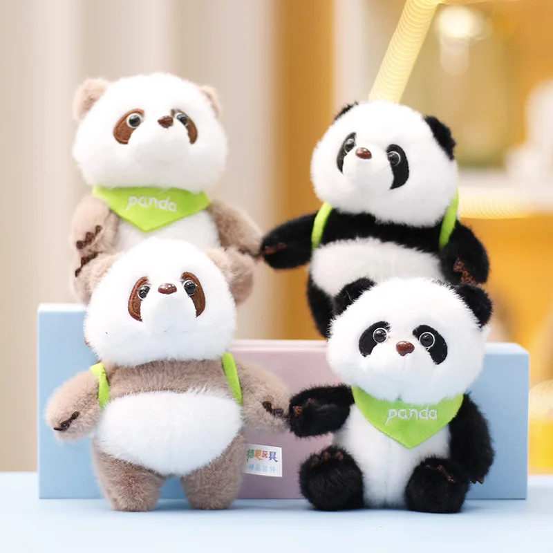 พวงกุญแจตุ๊กตาแพนด้า Kawai pandush keychains กระเป๋าเป้สะพายหลังอุปกรณ์จี้ห้อยคอน่ารัก