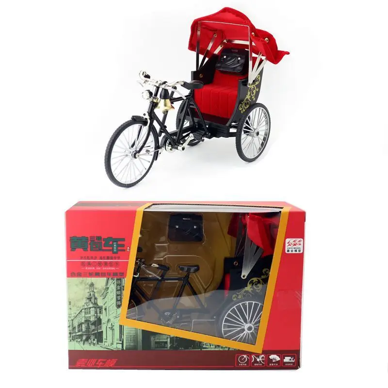 High simulation 1:10 vintage rickshaw model,tricycle toys,original packaging gift toys,wholesale