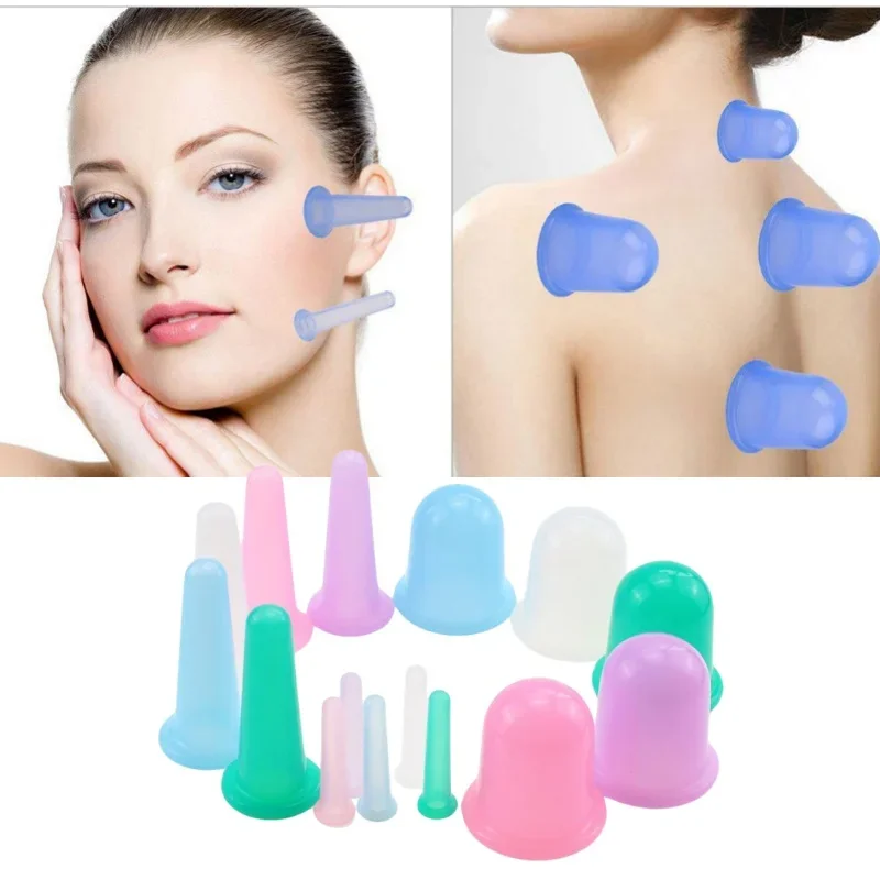 Silicone Vacuum Cupping Massage Jars Anti Cellulite Massage Facial Suction Cups Face Neck Lift Skin Scraping Guasha Anti Wrinkle