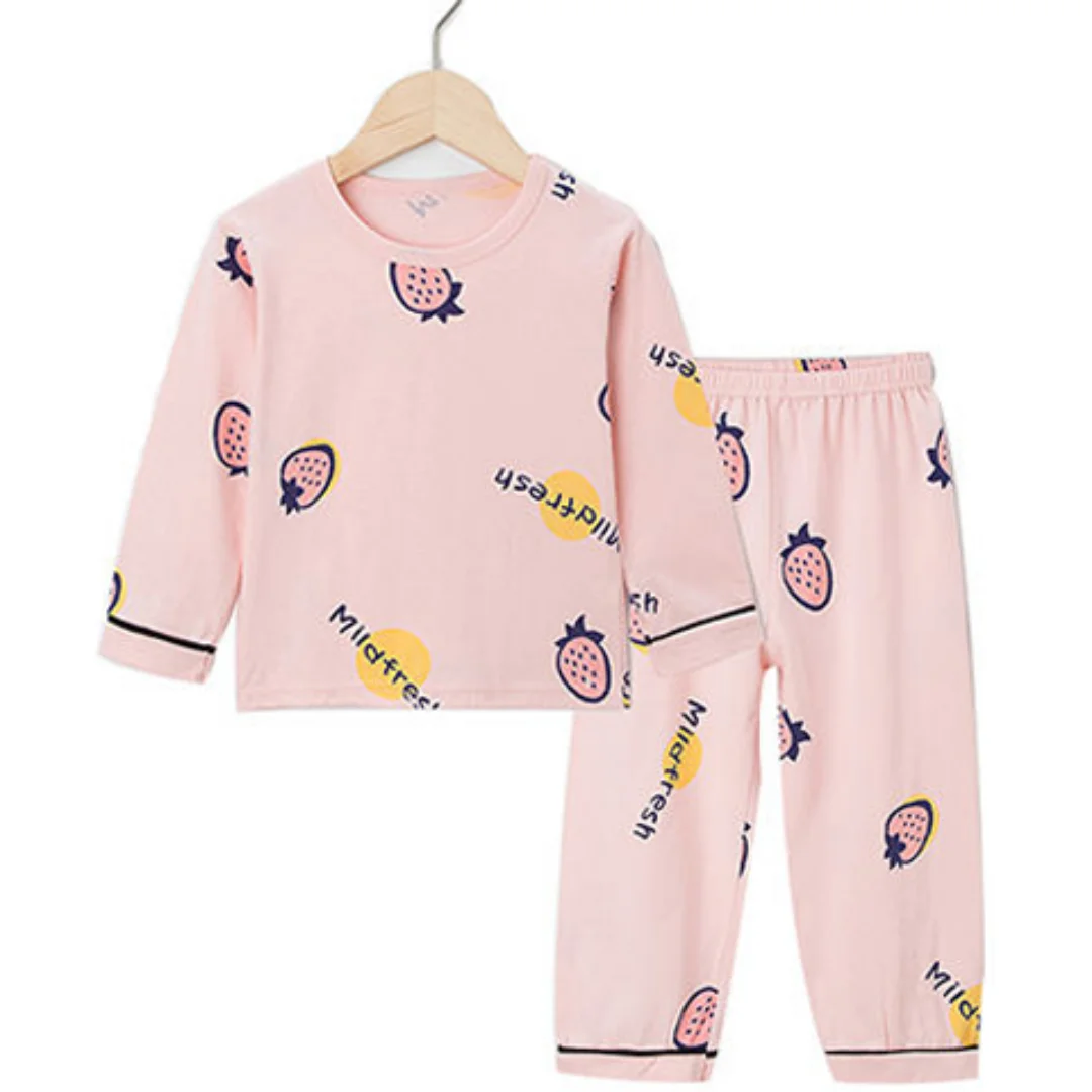 Girls' Summer Thin Cotton Pajamas Set Baby Loungewear Long-sleeved Air-conditioning Clothes Spring Autumn Trousers