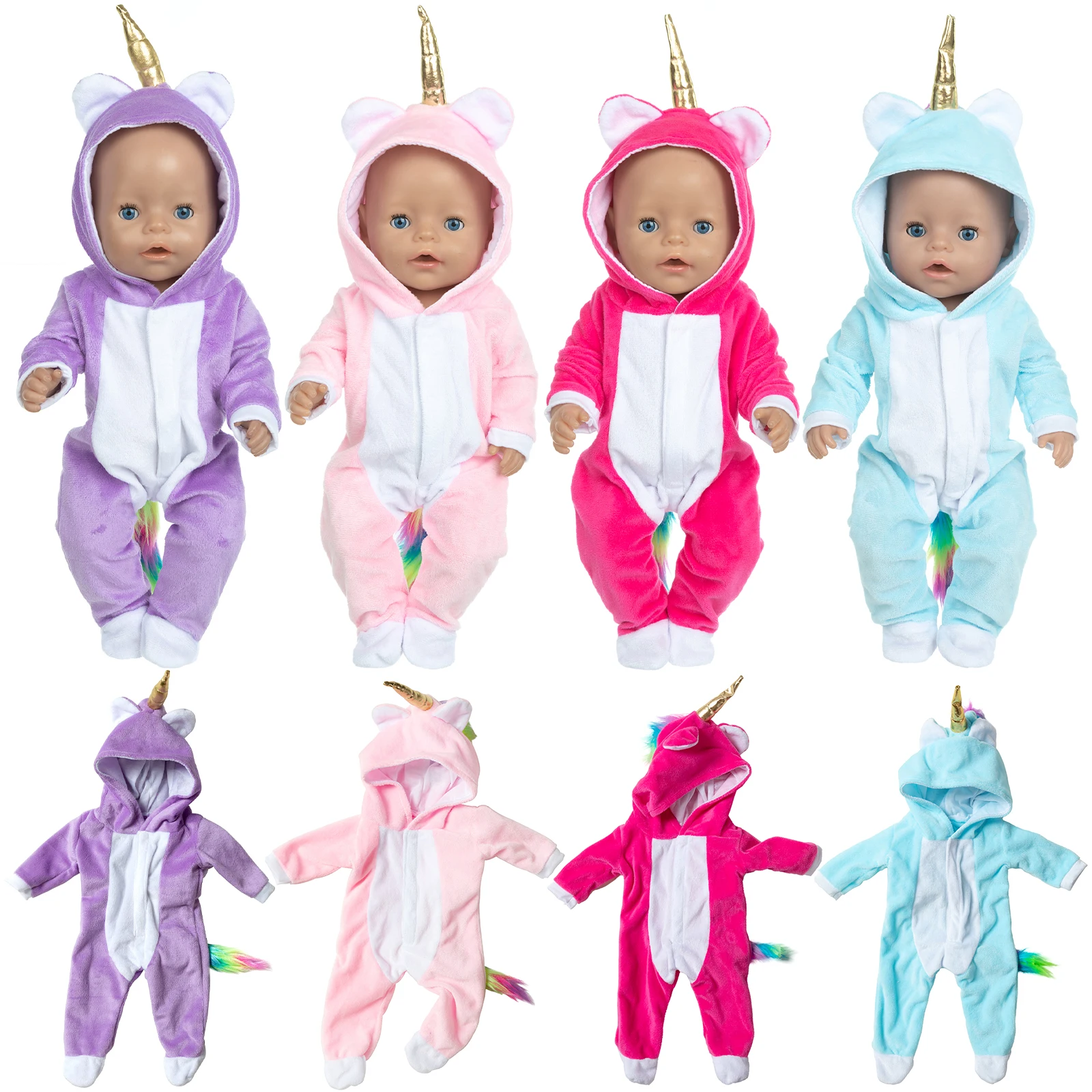 

Unicorn Hoodie Set Doll Clothes Fit 16-18Inch/40-45cm Baby New Born Doll Clothes Coat Baby Doll Accessory Doll Pajamas Girl Gift