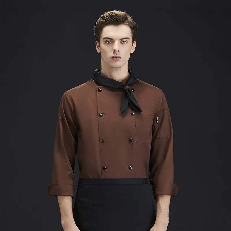 

Высококачественная профессиональная униформа для поваров, мужская, с длинными рукавами, подходит для отелей, пекарен, кондитерских, ресторанов западной кухни и других заведений общественного питания.