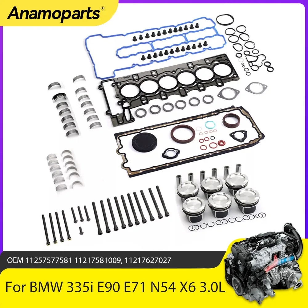 Engine Parts Overhaul Gasket Set Piston Main Con Rod Bearing Kit Fit 3.0 L N54B30 For BMW 335i E90 E71 F02 135i Z4 X6 N54 3.0L