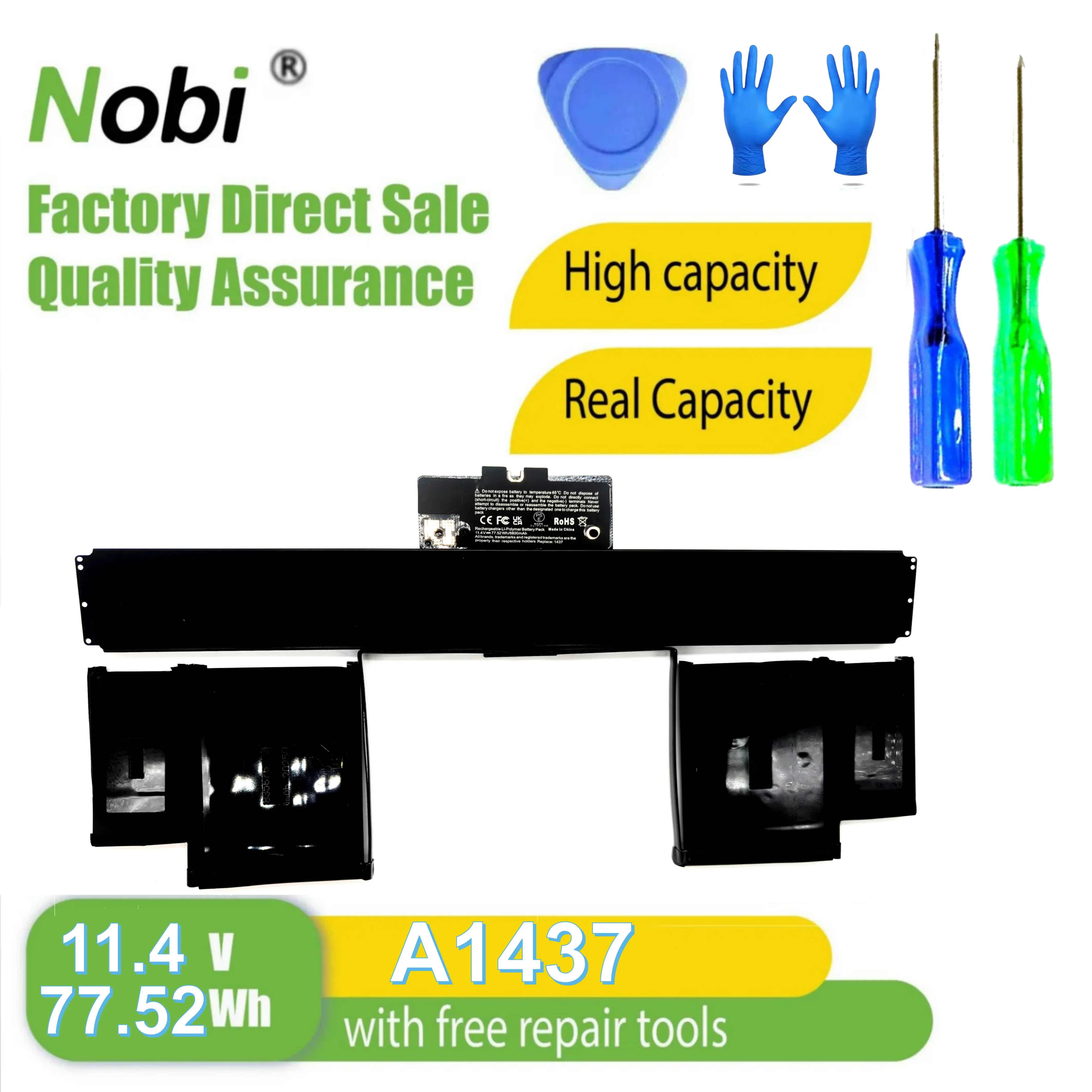 

Nobi A1437 A1425 laptop battery for MacBook Retina 13 inch ((Late 2012, Early 2013) series （77.52Wh-11.4V)