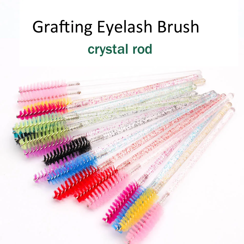 

50 Pcs Disposable Crystal Eyelash brush Mascara Wands Applicator Diamond Eye Lash brushes Eyelash Extension women Makeup tools