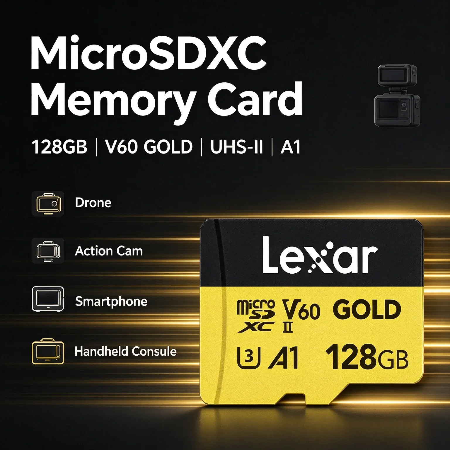 Lexar V60 TF Memory Card UHS-II MicroSDXC Card 280MB/s High Speed 4K UHD Video Recording 128GB 256GB For Drone Phone Camera
