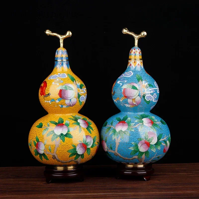 1PCS cloisonn é copper gourd vase Chinese home decor living room decoration housewarming gift birthday celebration gift