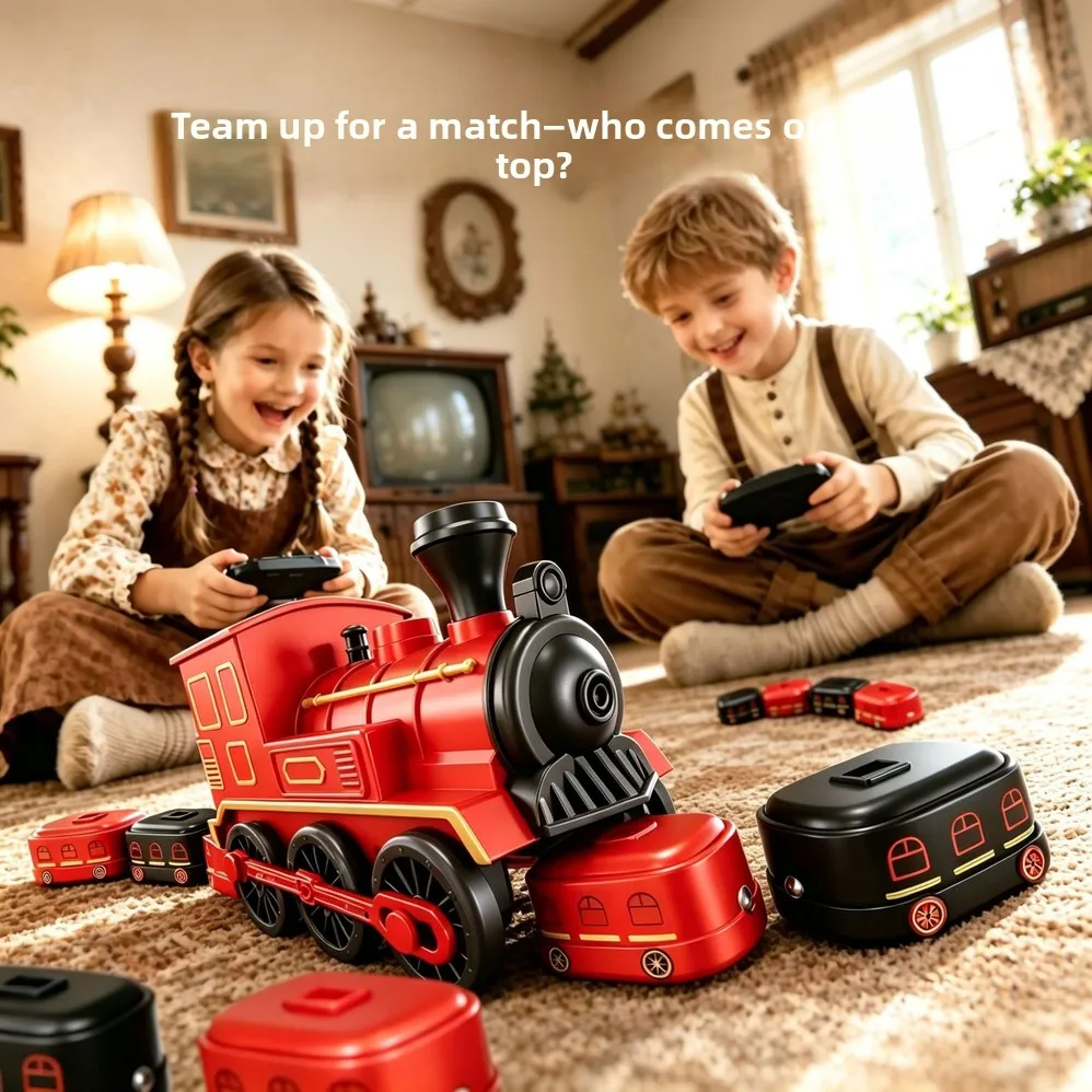 Cross-border Electric Remote-controlled Magnetic Snake Game With Realistic Spray And Horn Sounds, A Steam-powered Toy Train