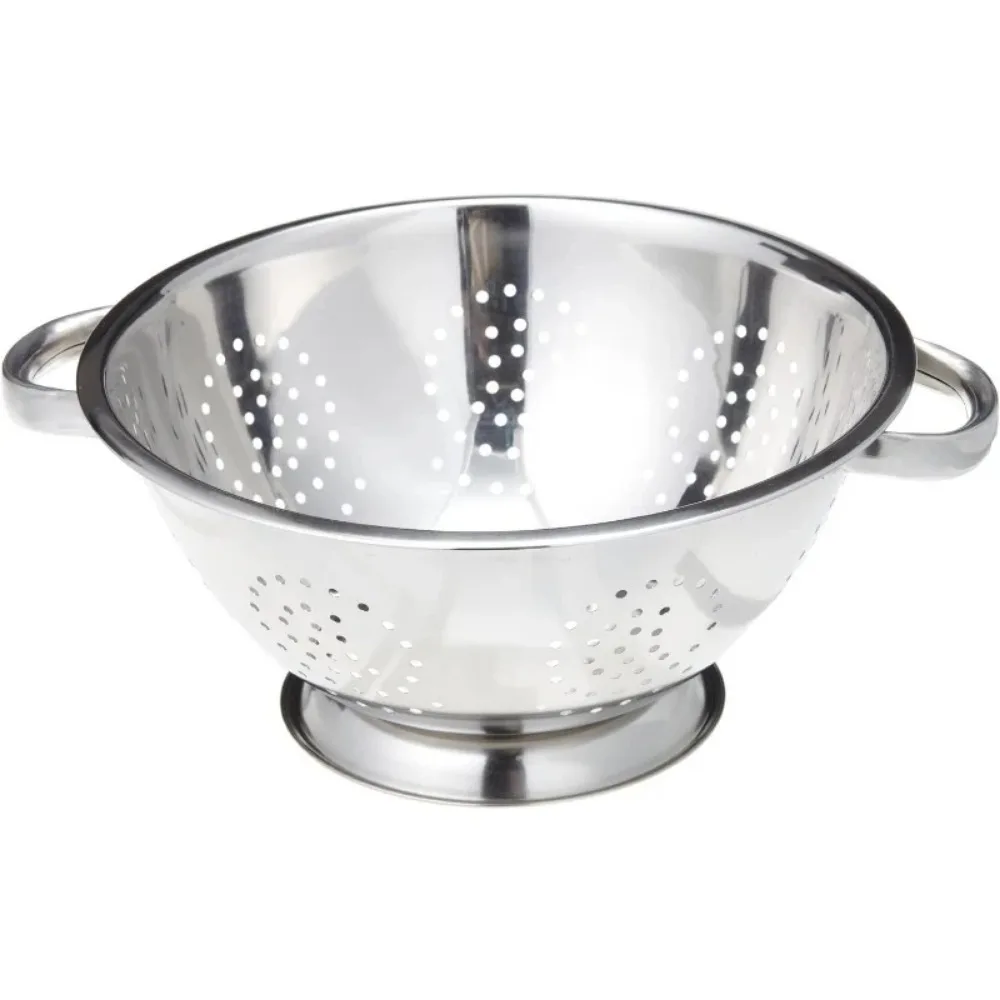 

Heavy Duty Handles and Self-draining Solid Ring Base Stainless Steel Colander, 5 Qt, Stainless (Pack of 1)