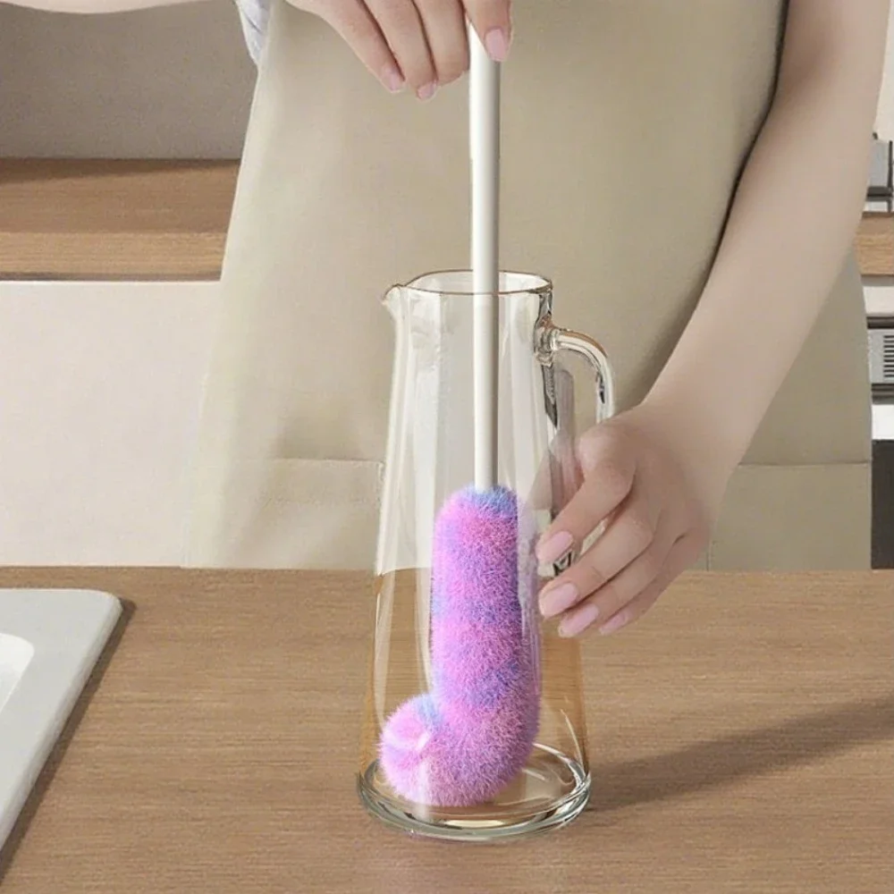 Long Handle Sponge Cup Brush Soft No Dead Corner Cleaner for Thermos Baby Bottle Glass Water Mug Kitchen Dishwashing 스펀지 컵 브러시