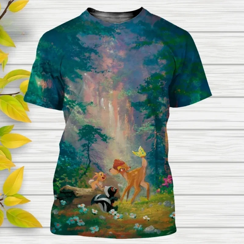 

Deer 3D Printed Cute Cartoon Print Round Neck Casual and Fashionable Men's and Women's Top Short Sleeved