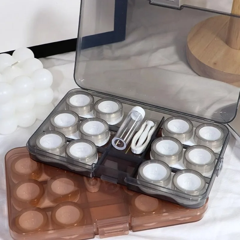 

1Set Contact Lenses Case with Multiple Lens Holder Contact Lenses Box Kits with Tweezer Solution Bottle Contact Applicator
