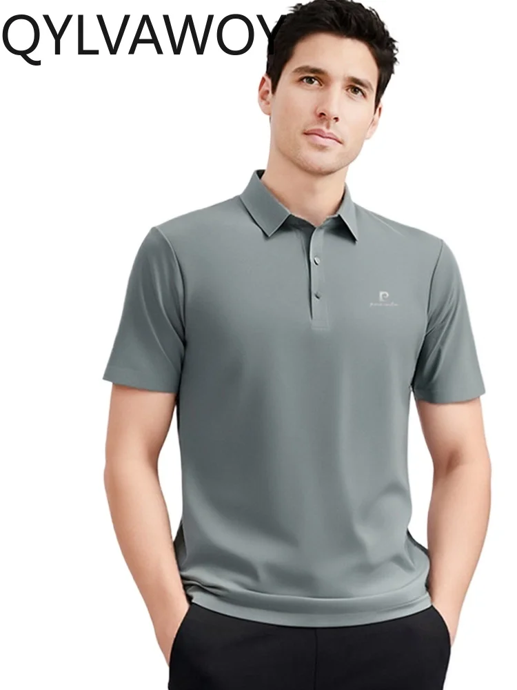 

QYLVAWOY 80% Polyamide 2025 Summer New Men's Short Sleeve Polo Shirt Casual Business Breathable T-Shirt Top Dad's Outfit LJ2300