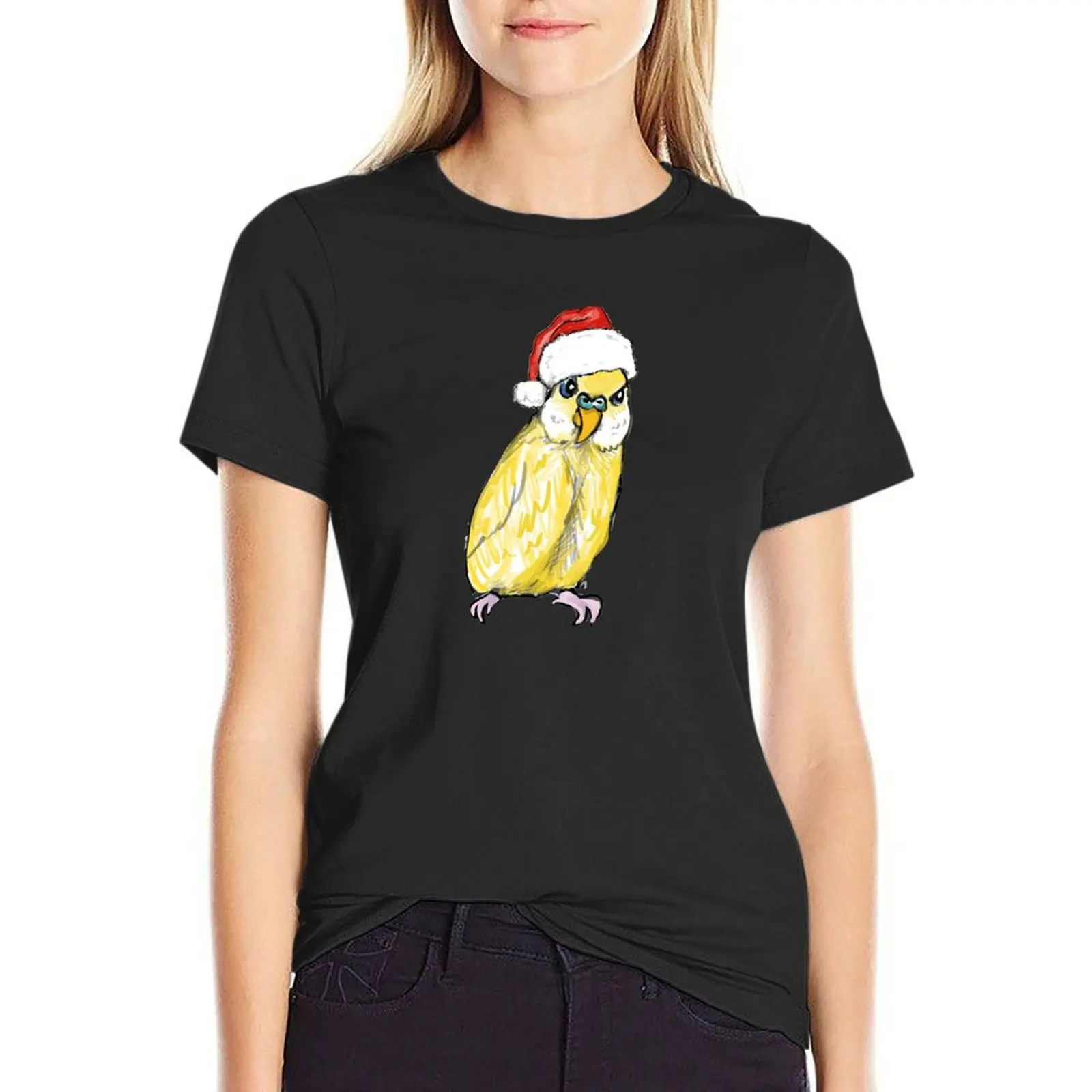 Christmas yellow budgie T-Shirt plain customs design your own Women's clothing