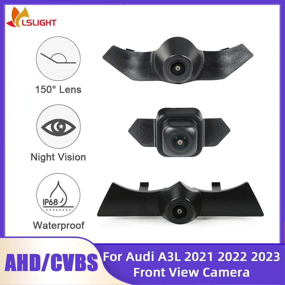 

Для Audi A3L 2021 2022 2023, камера переднего вида с логотипом автомобиля 150 ° CVBS 480P AHD 720P 1080P Водонепроницаемый цветной монитор ночного видения