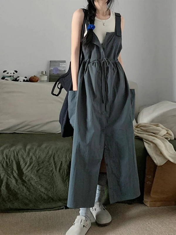 ชุดแฟชั่นผู้หญิง เสื้อกั๊กและกางเกงขายาว ชุดลำลองทรงหลวมสำหรับวัยรุ่น ชุดทำงานแบบซ้อนทับสองชิ้น