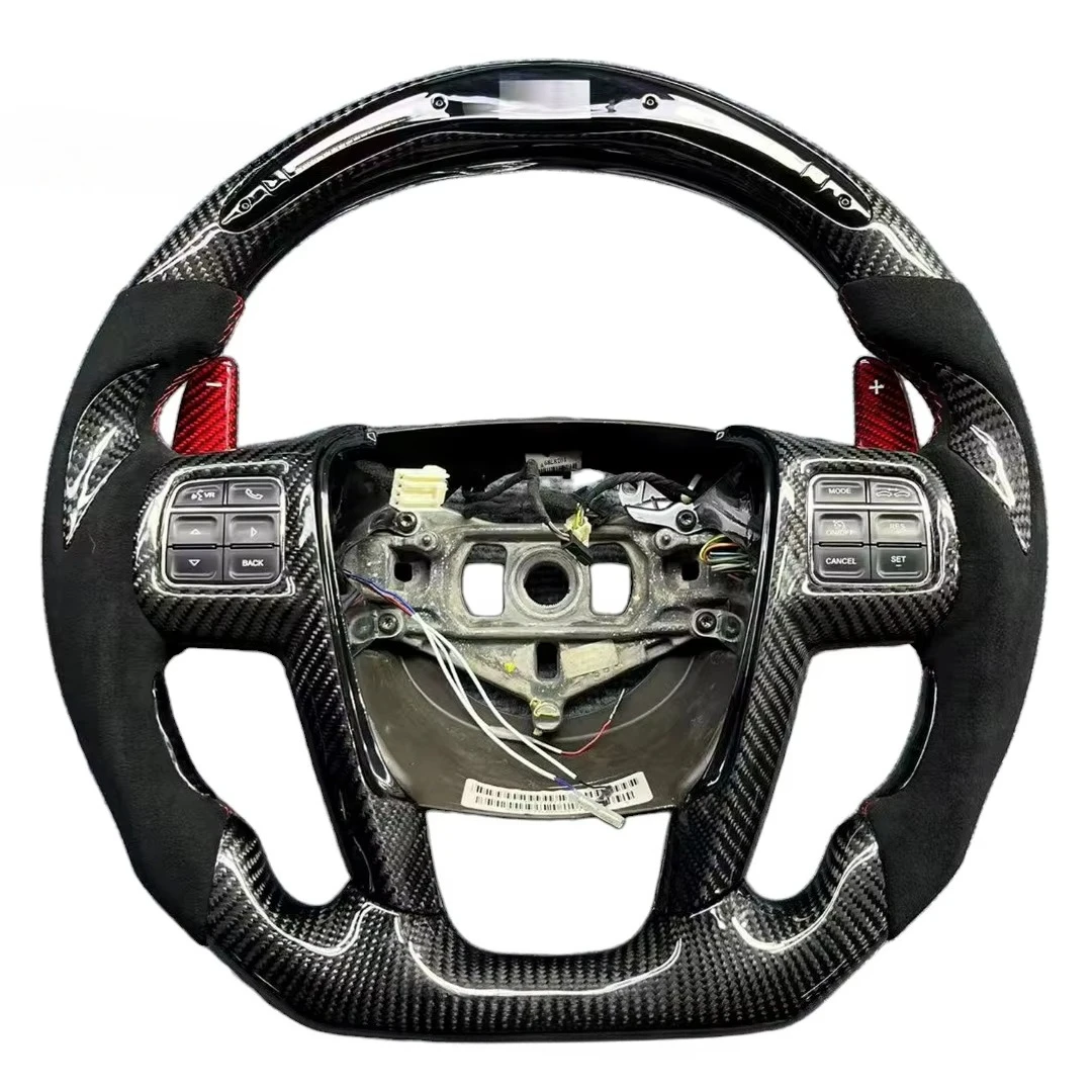 

For Chrysler 300 RT SRT 12-14 Auto Parts, Racing Style Custom Real Carbon Fiber Leather Steering Wheel