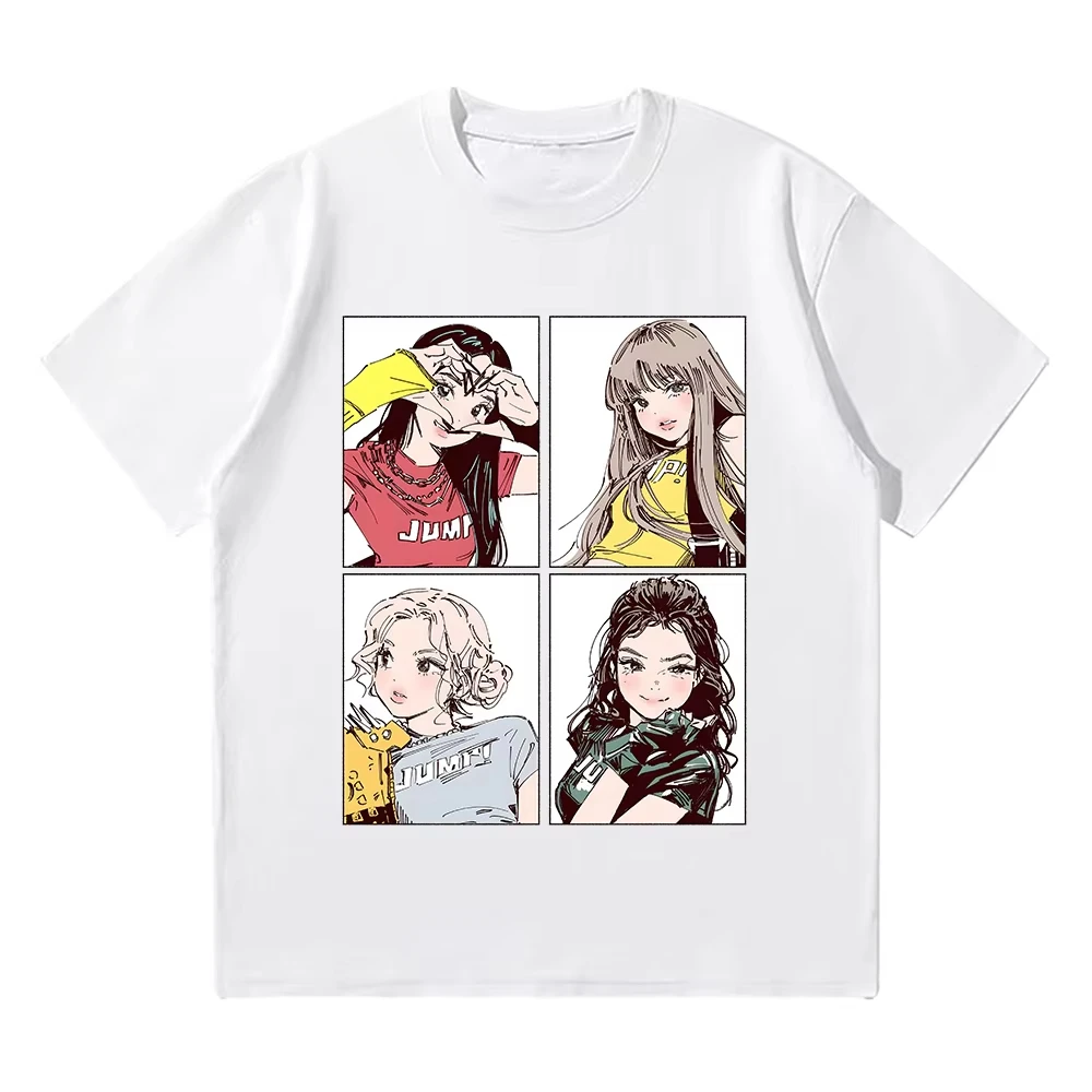 تي شيرت Kpop BP Jump 2025 تي شيرت وردي للفتيات ملابس رائعة برسومات الرسوم المتحركة تي شيرت صيفي عالي الجودة من القطن مريح Y2K