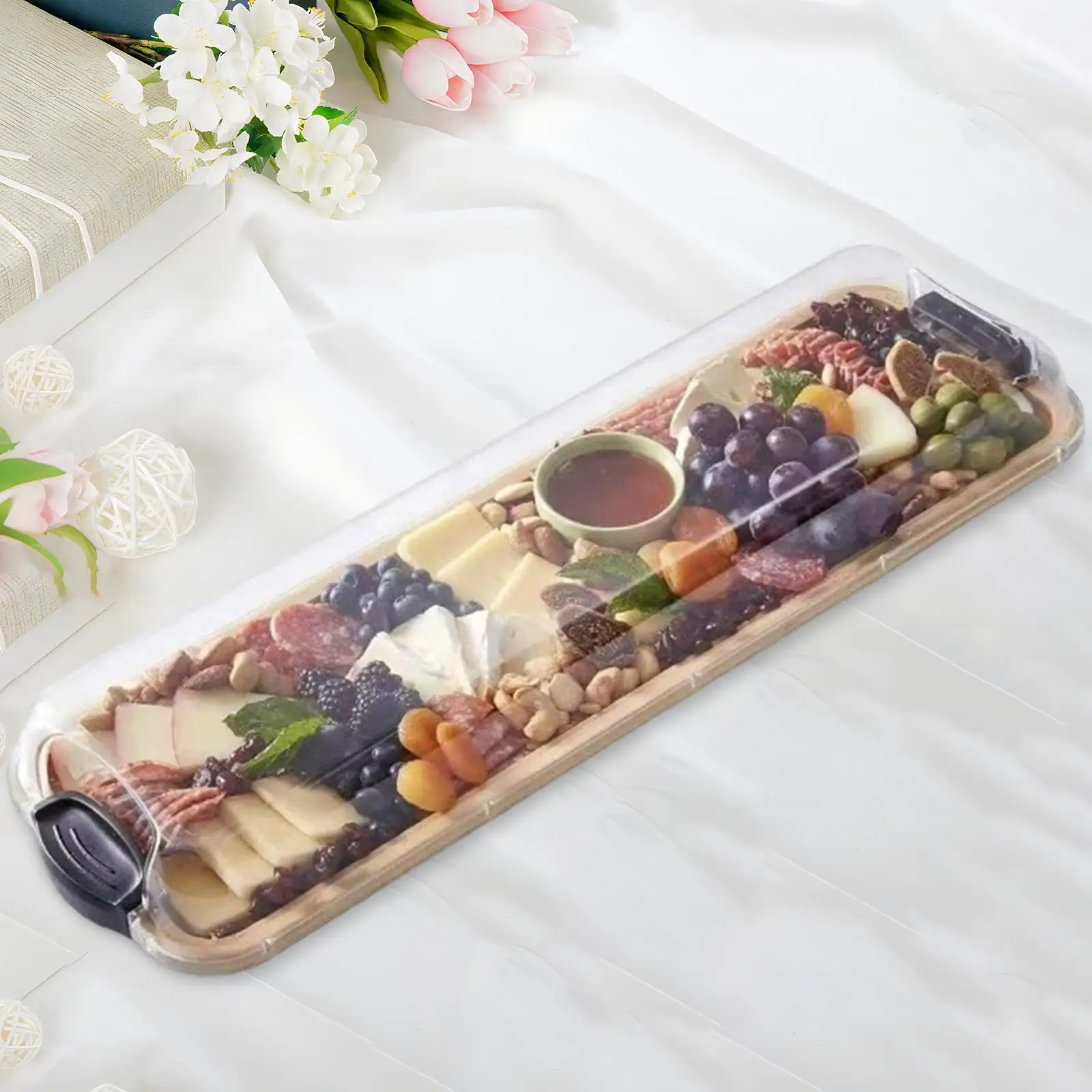 Charcuterie Board Rectangular Gifts for Housewarming Lockable Bamboo Cheese Board for Charcuterie Picnic Cheese Vegetables Bread
