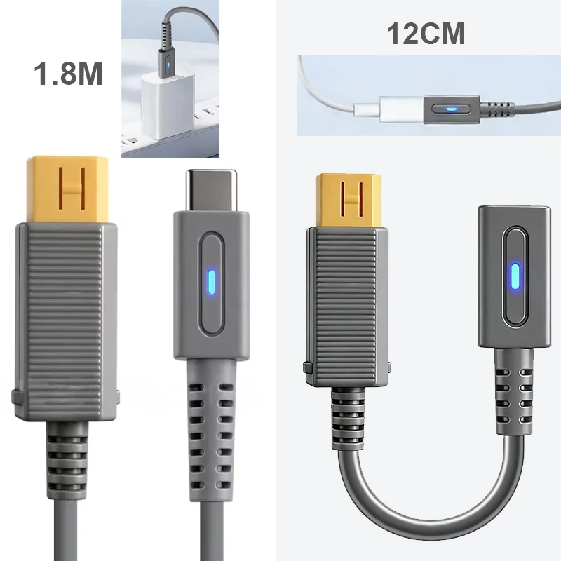 12cm/1,8M Typ-C 45W PD Ladekabel für Wii U Konsole USB-C Stromversorgungskabel (mit LED-Anzeigeleuchte) – Detail 2