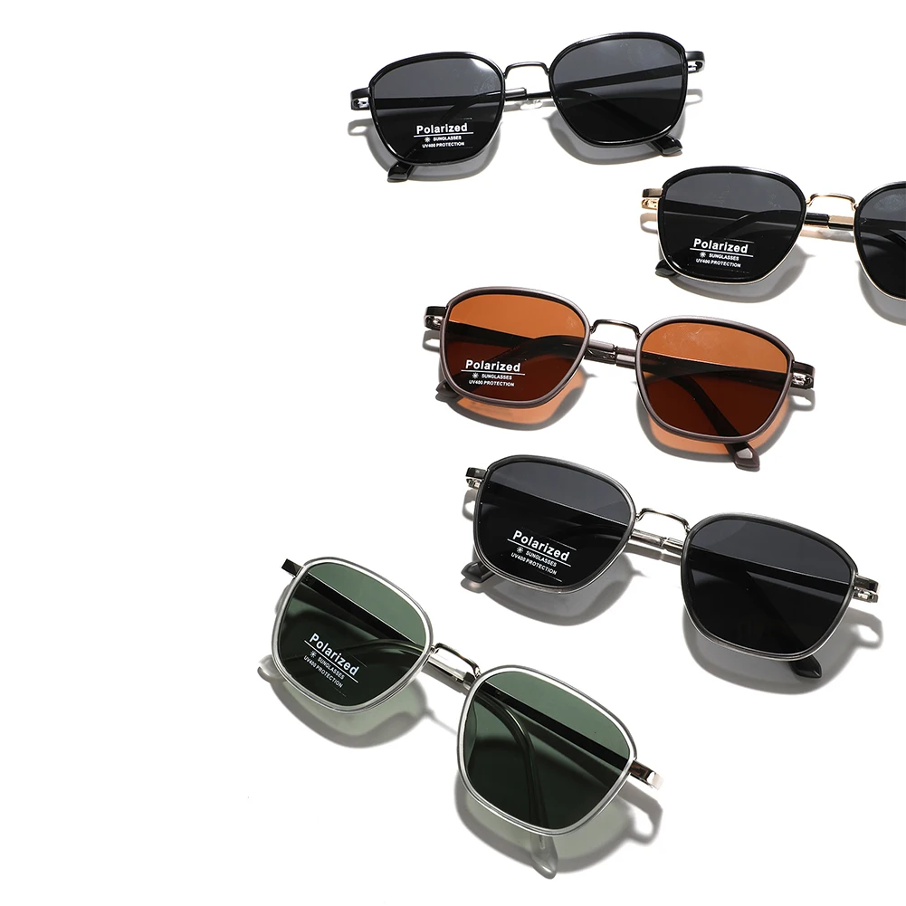 Peekaboo square frame sunglasses retro women green brown TR90 polarized sun glasses for men driving unisex 2024 summer style