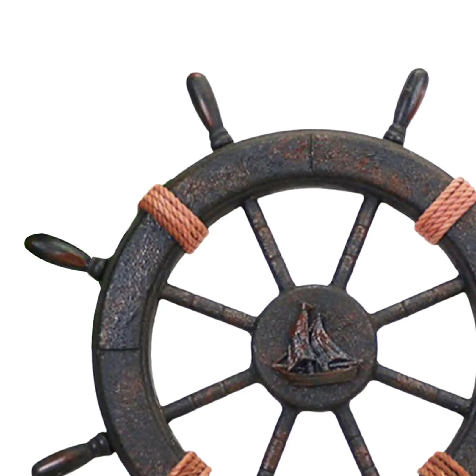 Wooden Ship Steering Wheel Boat Steering Mediterranean Photography Accs Beach Theme Decor Handcrafted Rudder Sailboat