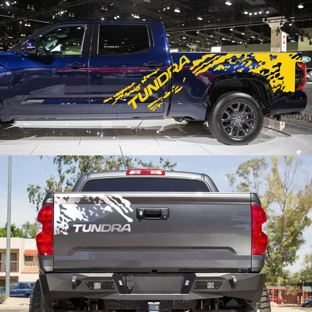 Pickup Body Side Stickers For Toyota Tundra TRD Limited SR5 Truck Splash Grunge Decor Decals Trunk Vinyl Covers Auto Accessories