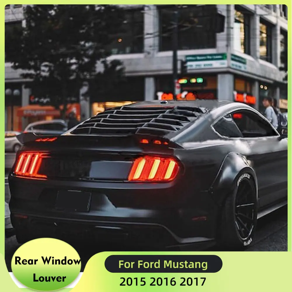 PP Black Air Outlet Bumper Shutter Grill Cover Frame Car Rear Window Decorative louver for Ford Mustang 2015-2017