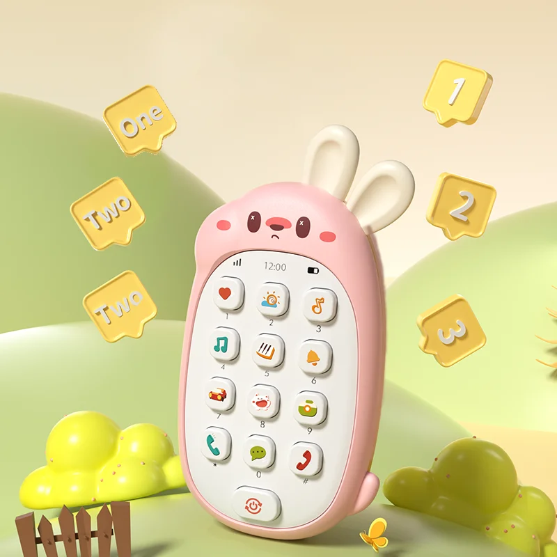 子供のウサギのおもちゃ携帯電話赤ちゃんチュアブルパズル多機能音楽電話男性と女性バッテリーなし