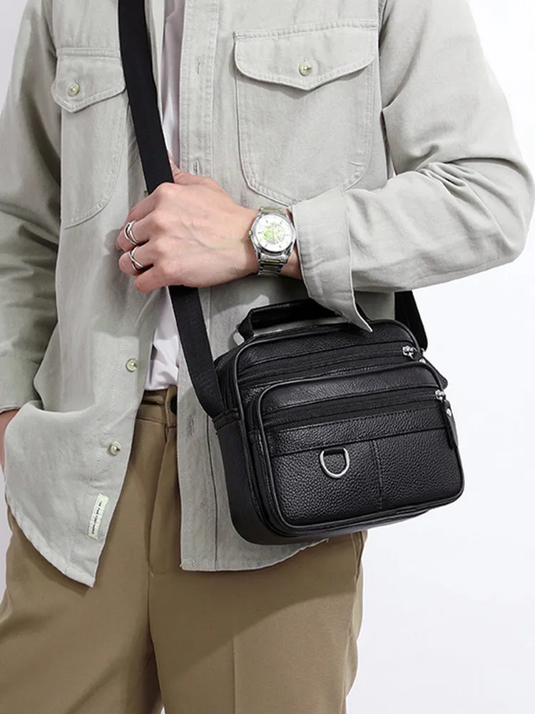 

Leather Single oulder Bag Casual Crossbody Men's Bag Multifunctional Horizontal Leather Bapa Practical Leisure Handbag