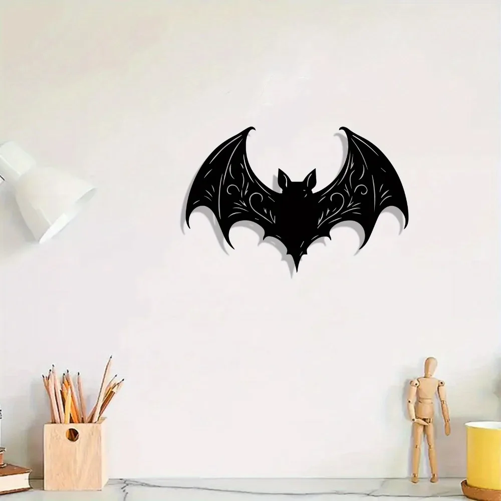 CIFBUY Gothic Bat Metal Wall Art, Rustproof Iron Hanging Plaque, Indoor‑Outdoor Dark Aesthetic Home Wall Decor