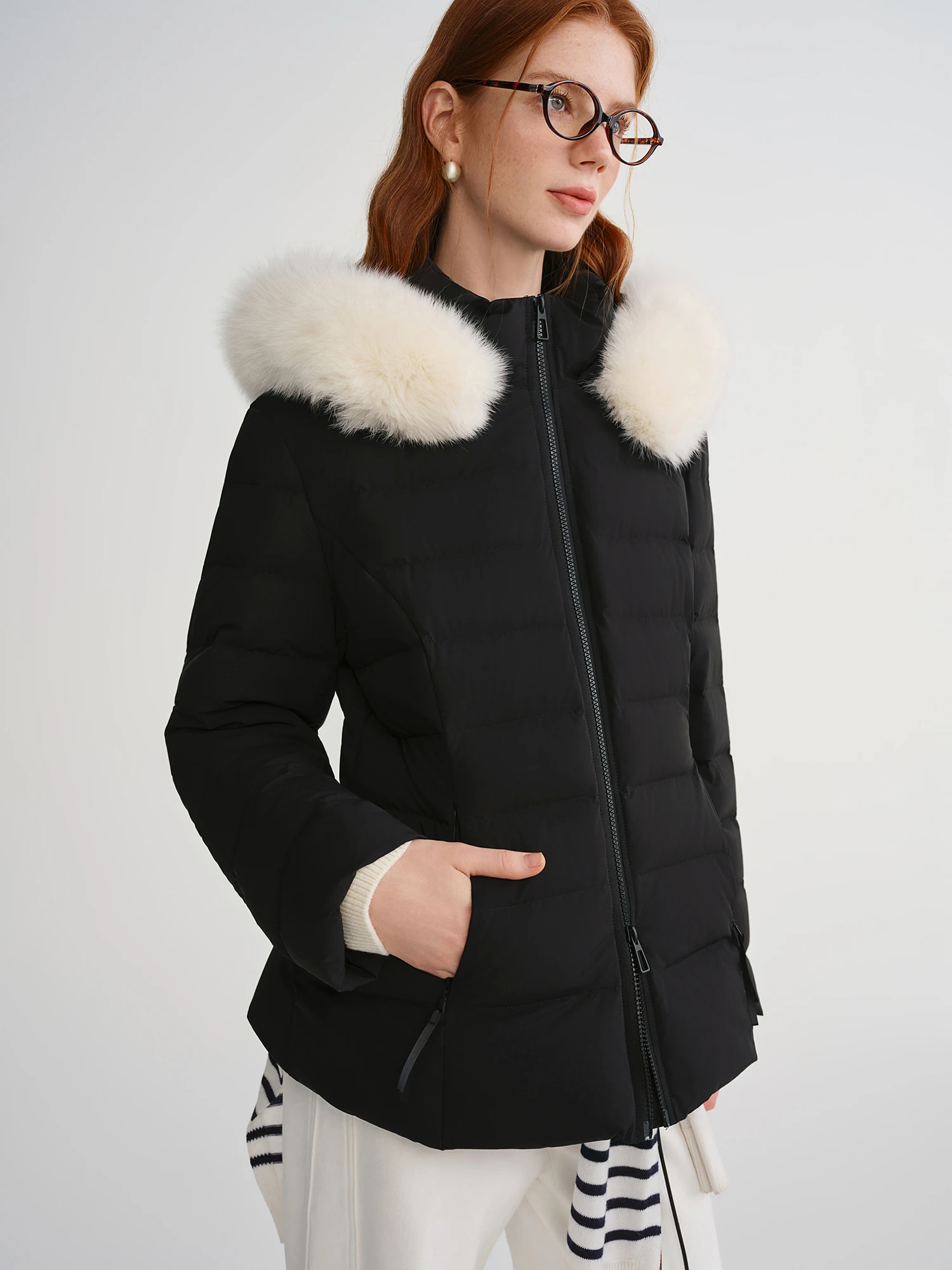 DUSHU Plus-Size 2025 Piumino invernale con cappuccio Donna Cappotti slim Stile coreano Trendy staccabile Collo in pelliccia di volpe Semplice caldo Ins