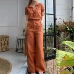 New Solid Color Lapel Short Sleeved Shirt Women's Suit Spring Summer Casual Straight Trousers Female Elegant Office 2 Piece Set